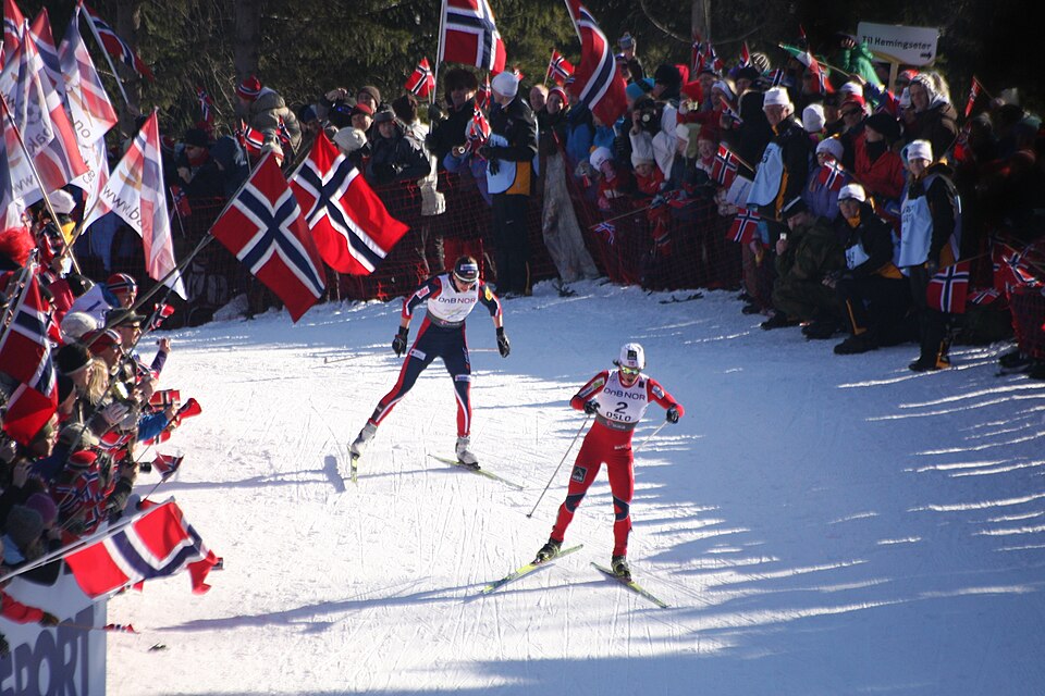 Marit Bjørgen och Justyna Kowalczyk vid Skid-VM i Oslo 2011