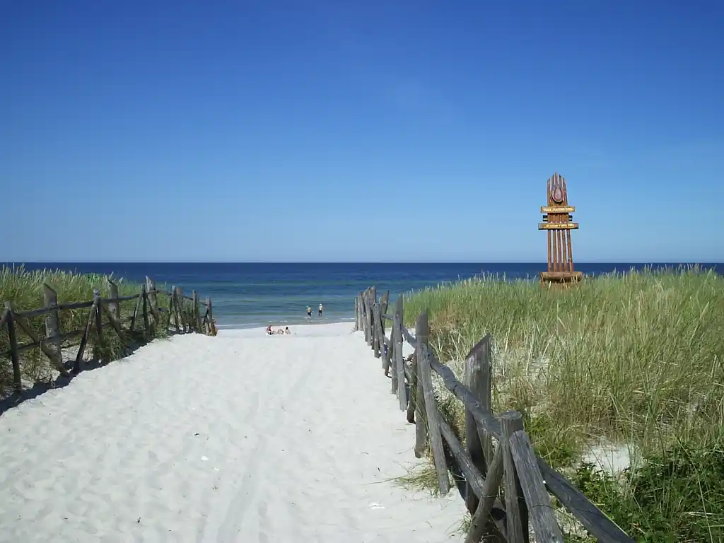 Sandstrand och bad vid Polens Östersjökust
