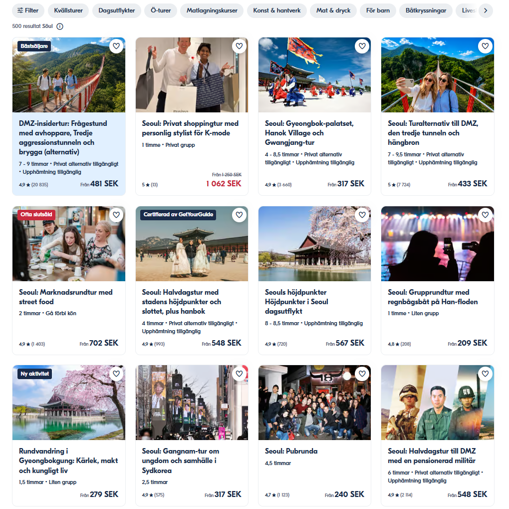 Aktiviteter och sevärdheter i Seoul, Sydkorea
