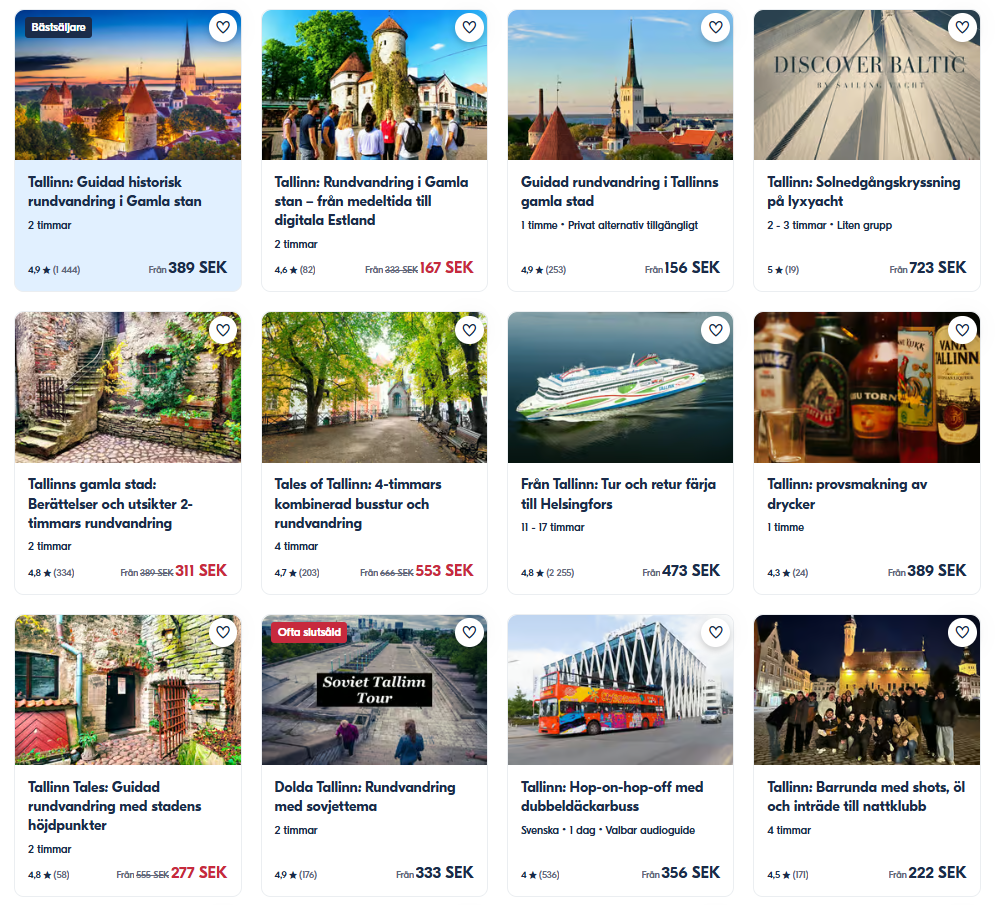 Aktiviteter och sevärdheter i Tallinn, Estland