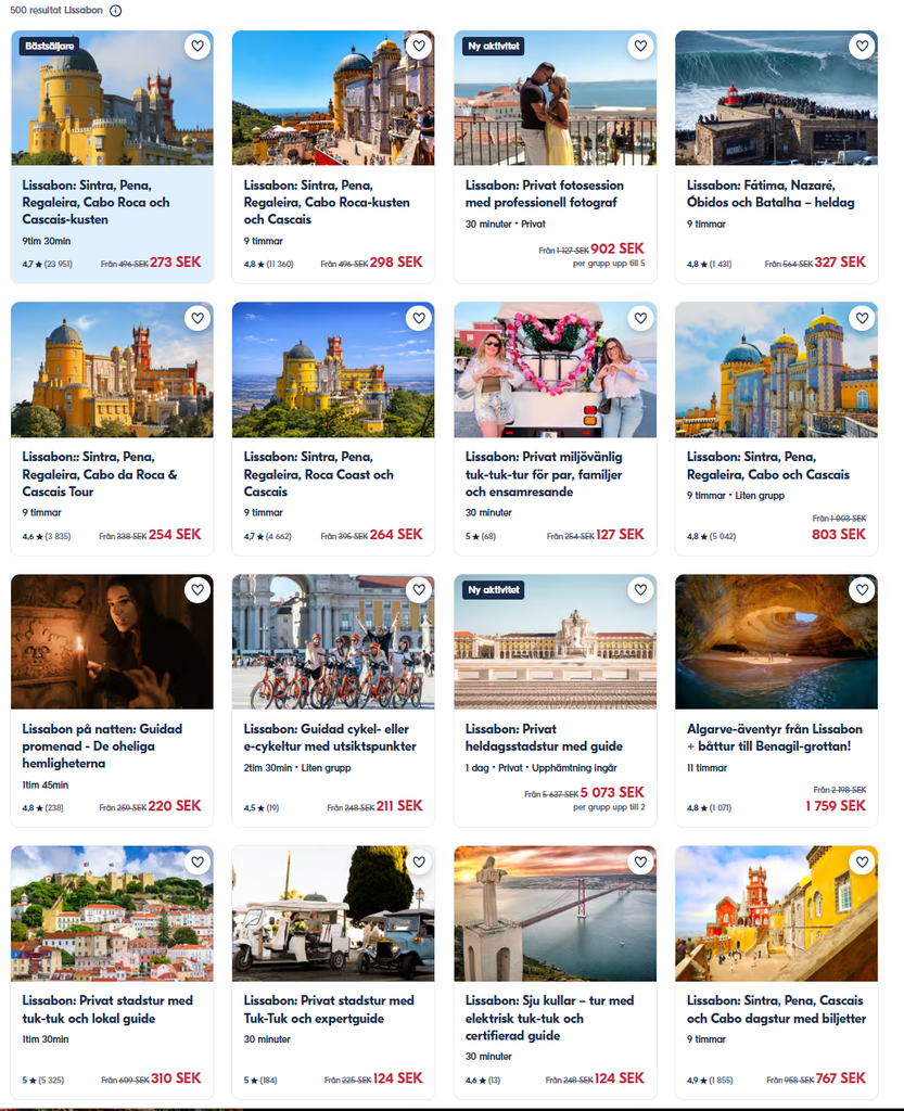 Sevärdheter, upplevelser och utflykter i Lissabon