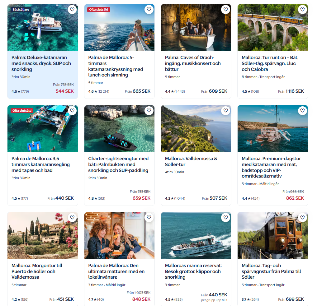 Exempel på aktiviteter och sevärdheter i Palma de Mallorca