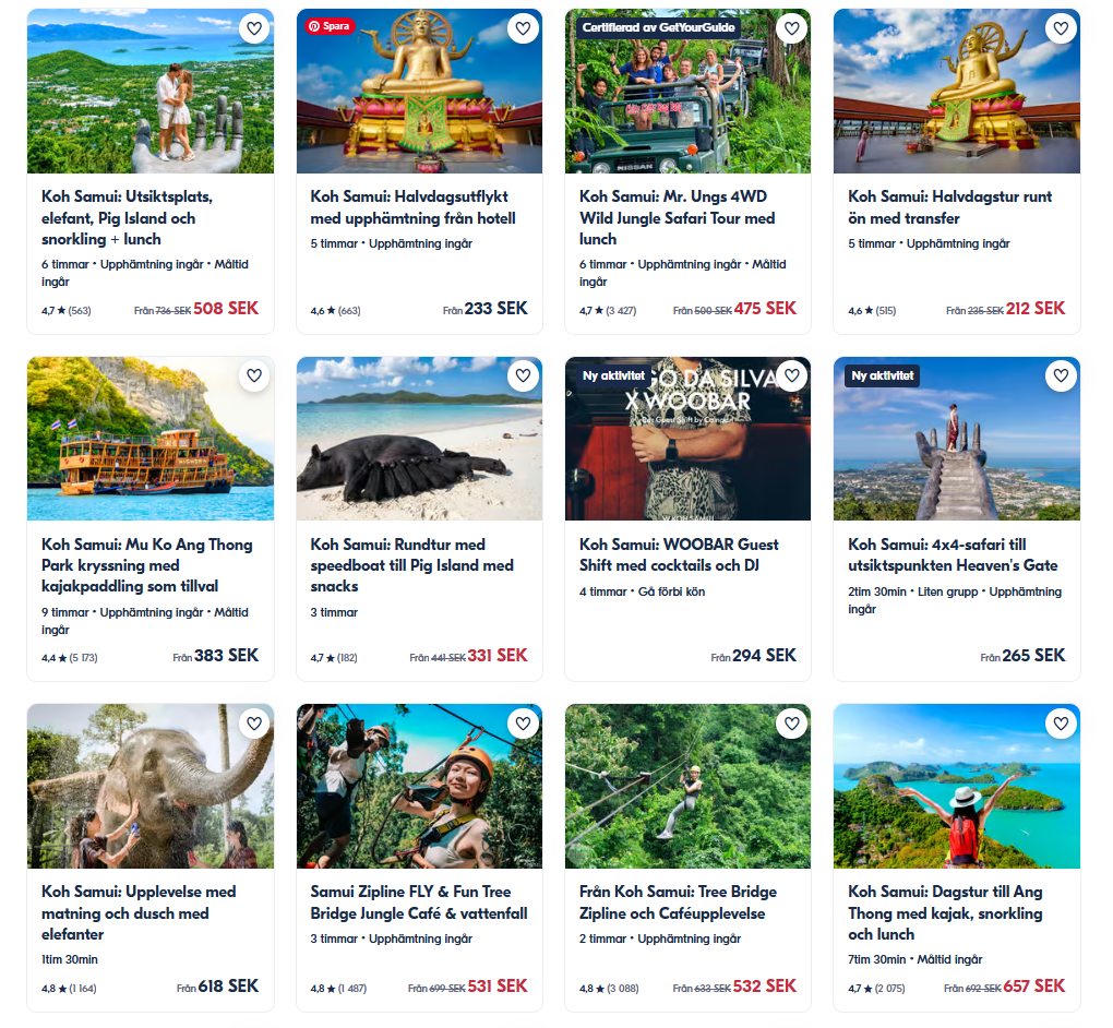 Aktiviteter och sevärdheter på Koh Samui, Thailand